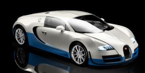 WHite and blue color Bugatti Veyron Super Sport